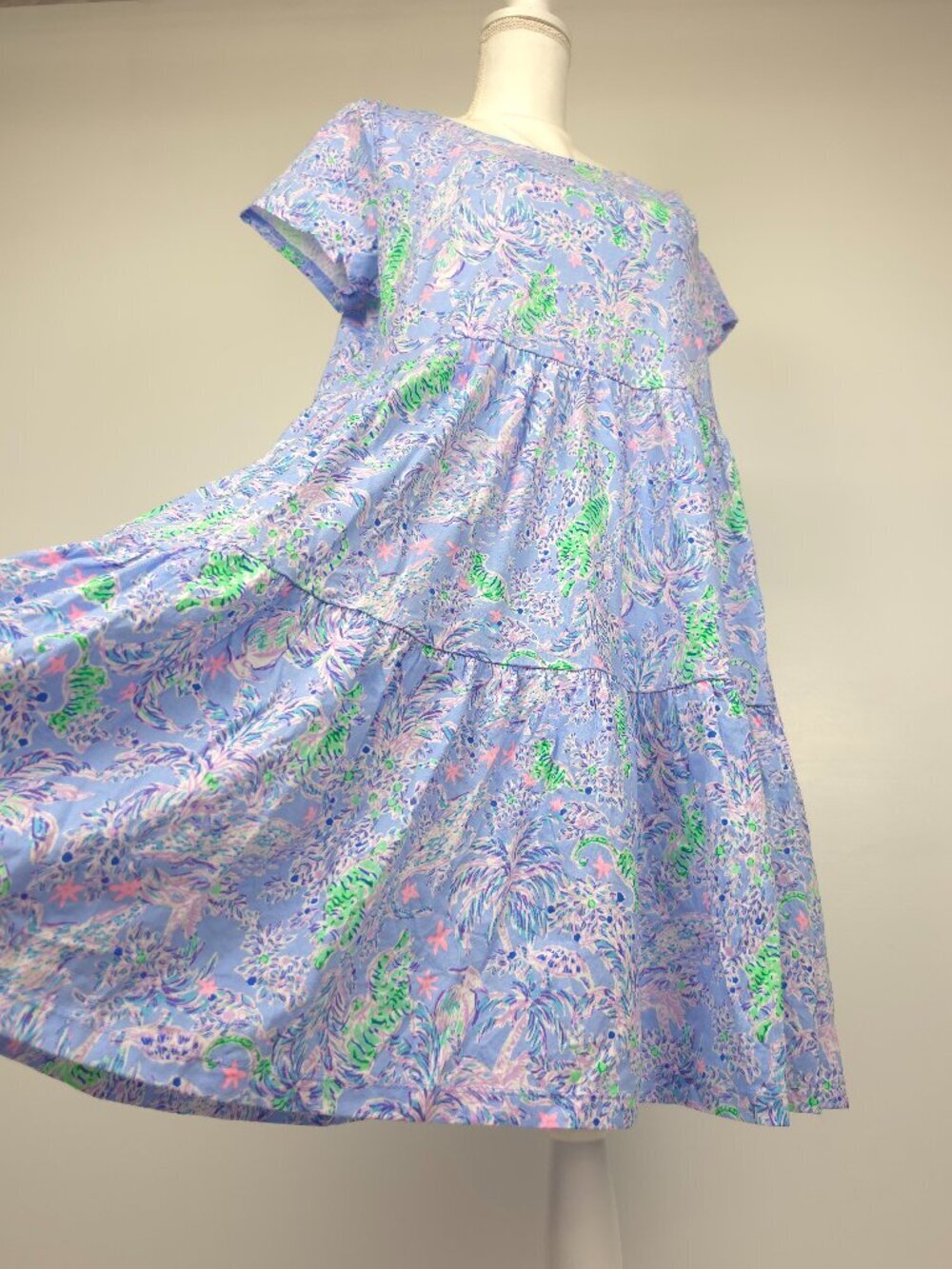 NWOT Lilly Pulitzer Geanna Short Sleeve Dress Blue Peri The Turtle Package Large - Picture 2 of 10